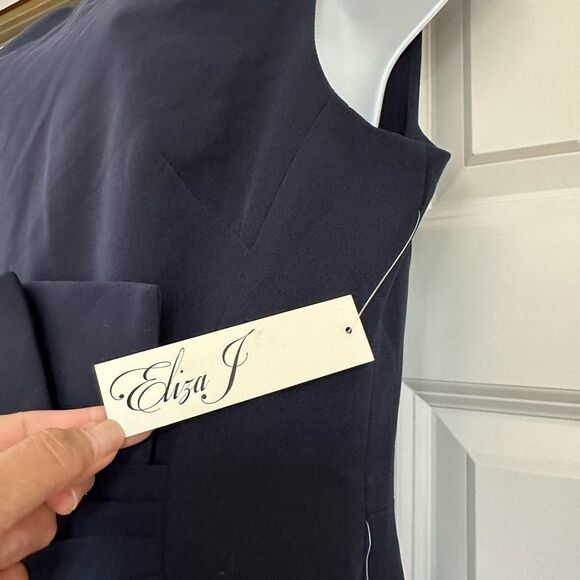 Eliza J Ruffle Front Gown Navy size 12 - Picture 12 of 12